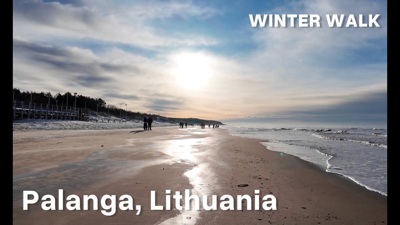 PALANGA, Lithuania 4K Winter Walking Tour | NIGHT BEACH & NEW YEAR'S FIREWORKS City Walk [4K/60fps]