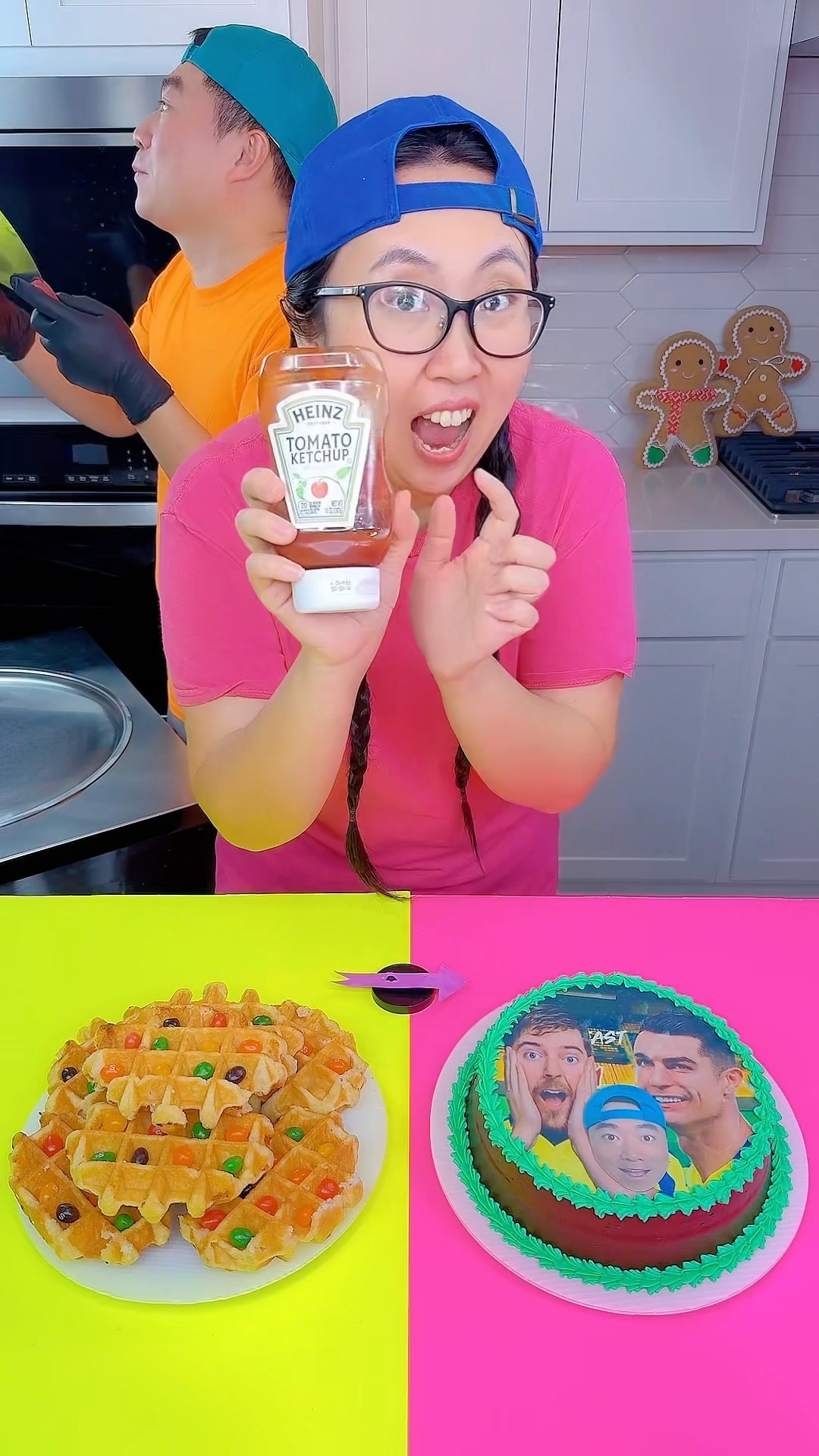 MrBeast \u0026 Cristiano cake vs Waffles ice cream challenge!? #funny by Ethan Funny Family