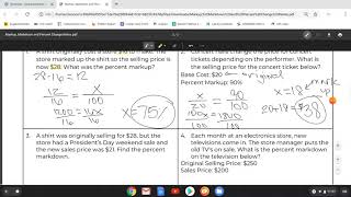 Finding Markup, Markdown, and Percent Change with Proportions