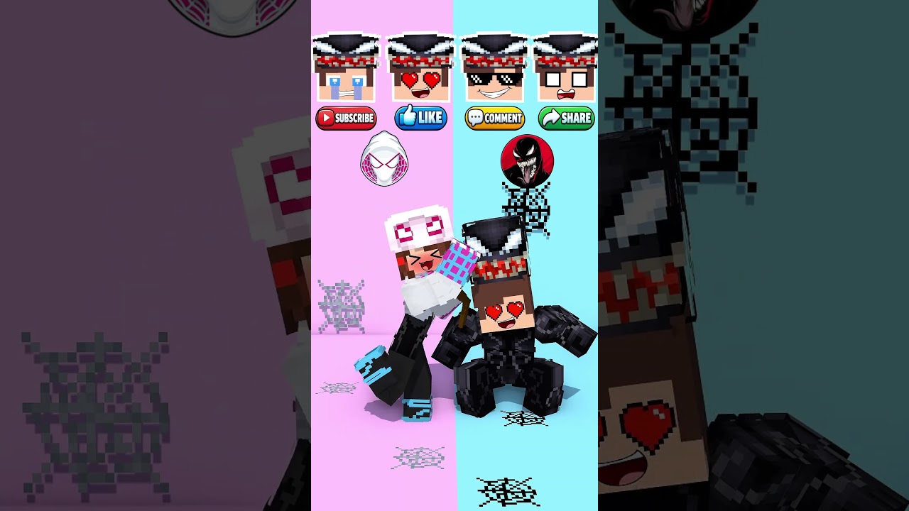 Venom JJ & Spidergirl JJ Sister What Head is hidden behind Venom Mask? - Minecraft Animation #shorts