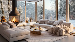 ❄ Winter Day in Apartment Space With Fireplace | Relaxing Jazz Music for Working and Studying