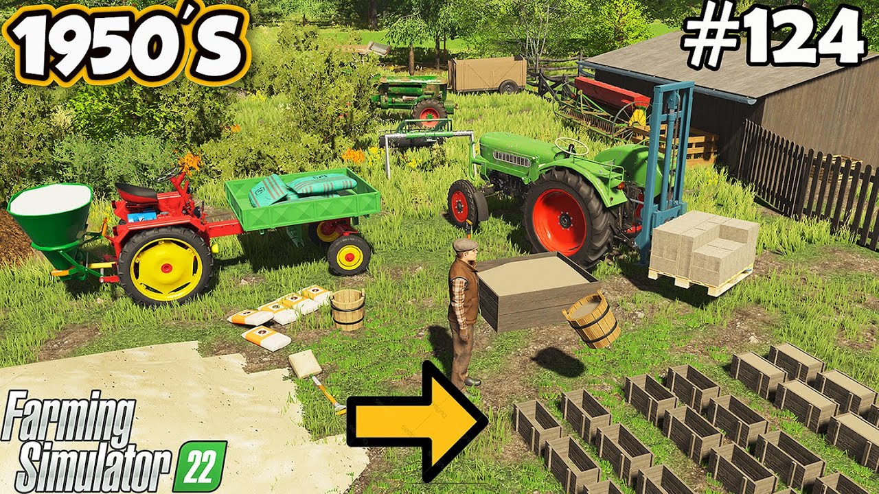 1950-е. Ручное производство кирпича. Разбрасывание удобрений. Farming Simulator 22. FS 22. Покадр...