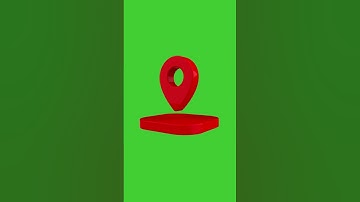 Red Location Pin Map on Green Screen Background