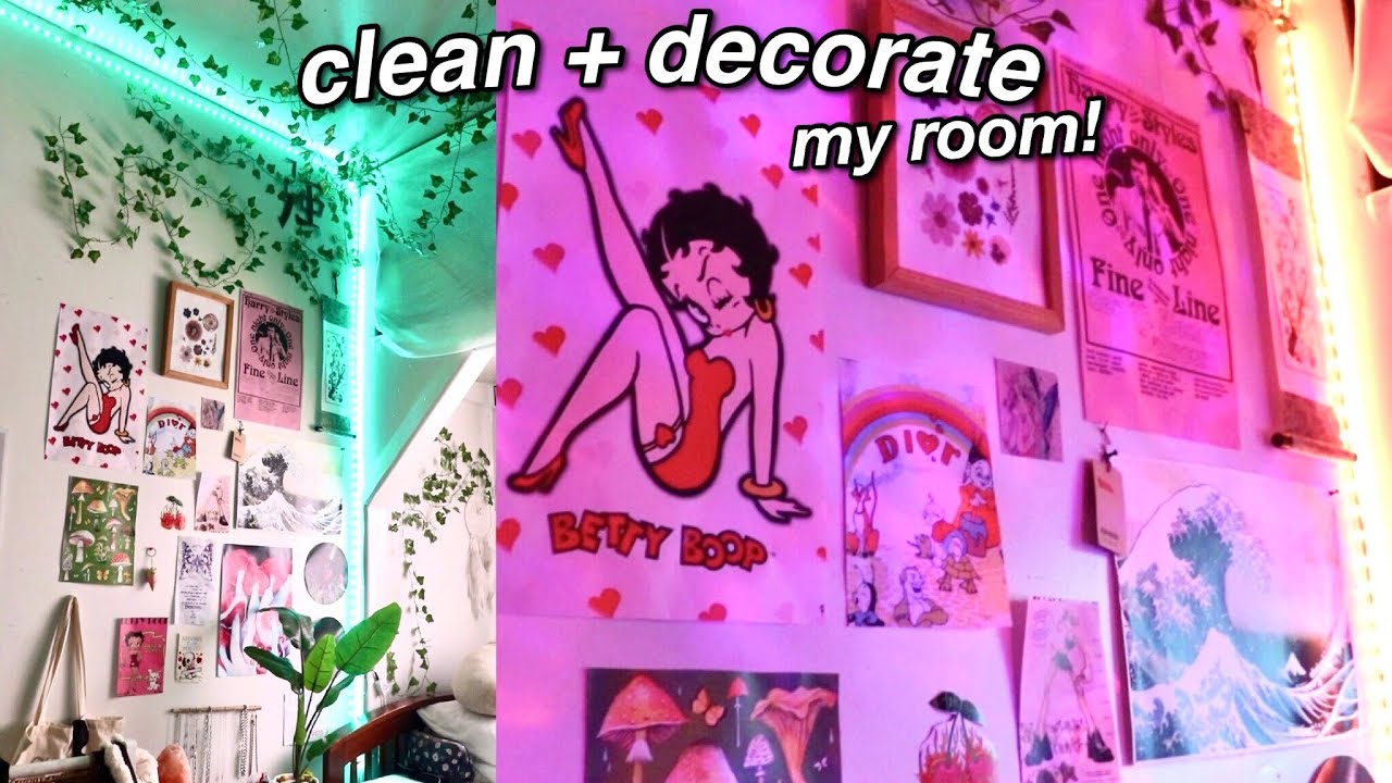 decorate + clean my room with me! (a lil room makeover!) - YouTube