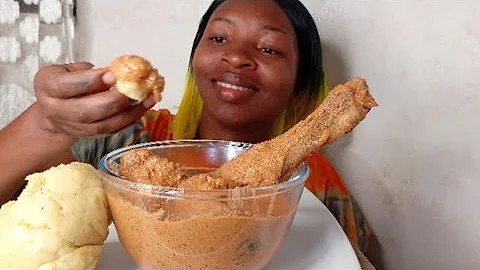 ASMR peanut Soup With Goat Meat and plantain Fufu Mukbang