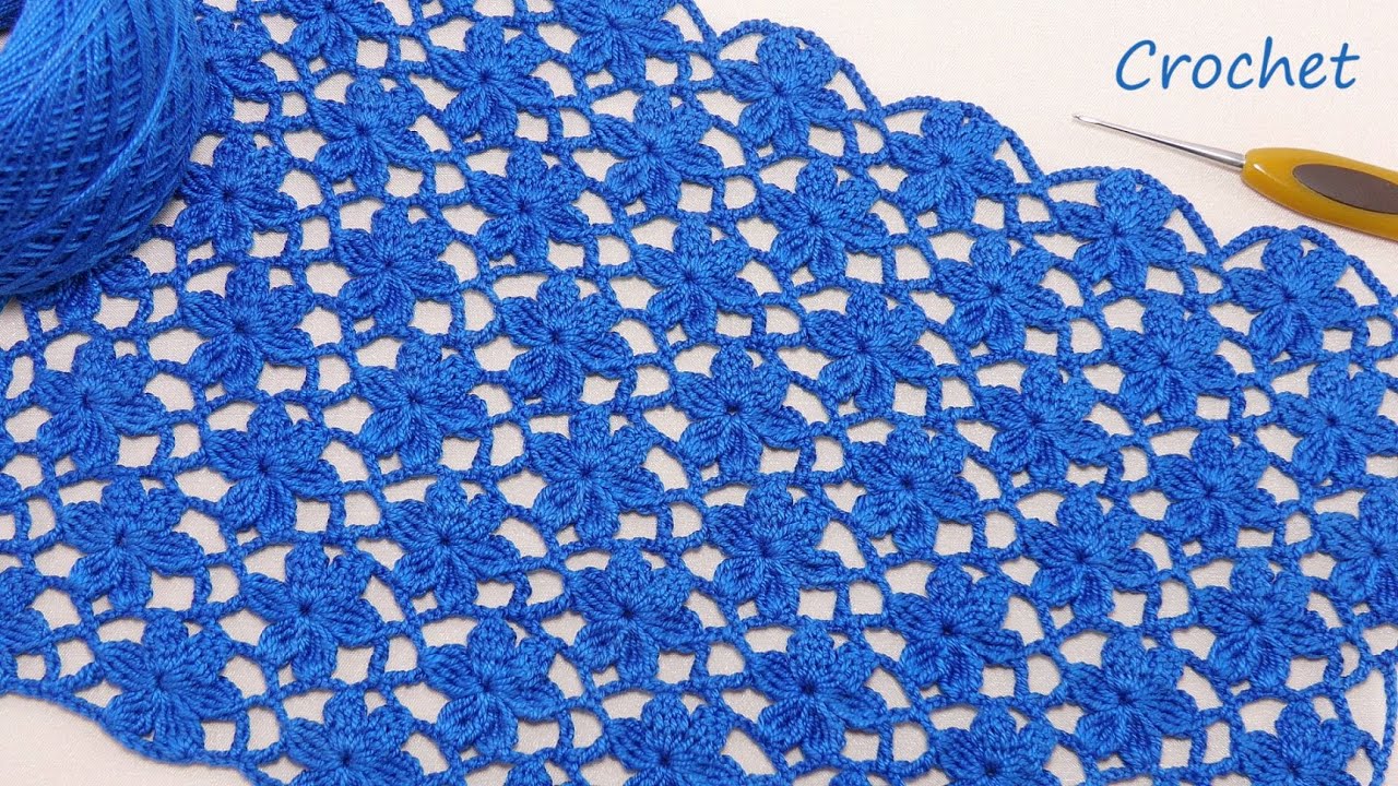 Цветочный УЗОР КРЮЧКОМ всего 2 ряда!!!  легкое ВЯЗАНИЕ для новичков EASY Crochet for beginners