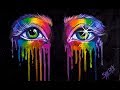 AMAZING Rainbow Drippy Realistic Eyes Acrylic Painting Tutorial 🌈🎨🌈 Aboutface #13 | TheArtSherpa