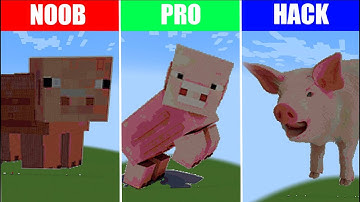 Pixel Art (NOOB vs PRO vs HACKER) Pig in Minecraft