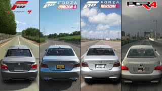 Forza Motorsport 4 vs Horizon 4 vs Horizon 5 vs PGR 4 - BMW M5 E60 Sound Comparison