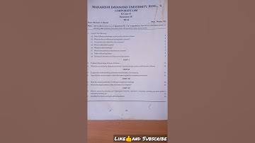 MDU Question Paper || B.com II 4th Semester || Corporate Law