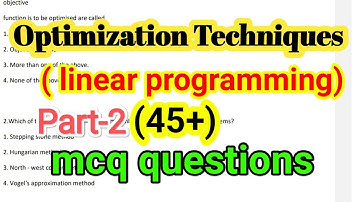 Optimization Techniques MCQ Questions Part 2