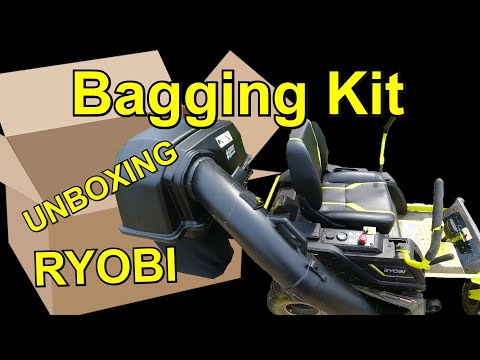 Grass BAGGING KIT for Ryobi Zero Turn Electric Mower - Unboxing and Assembly of Bagger Kit - RM00223