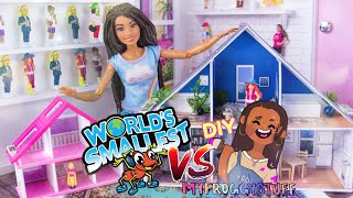VERSUS:  World's Smallest Barbie Dreamhouse VS DIY Dolls Dollhouse | #StayHomeandCraft