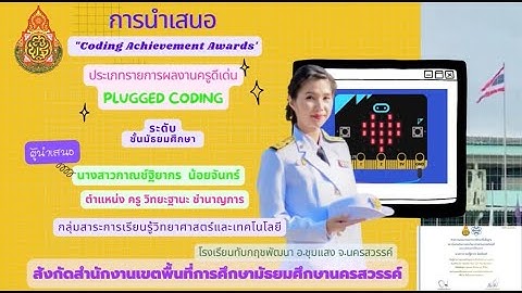 Coding Achievement Awards ประเภทPlugged Coding มัธยมศึกษา               น.ส.กาณช์ฐิยากร น้อยจันทร์