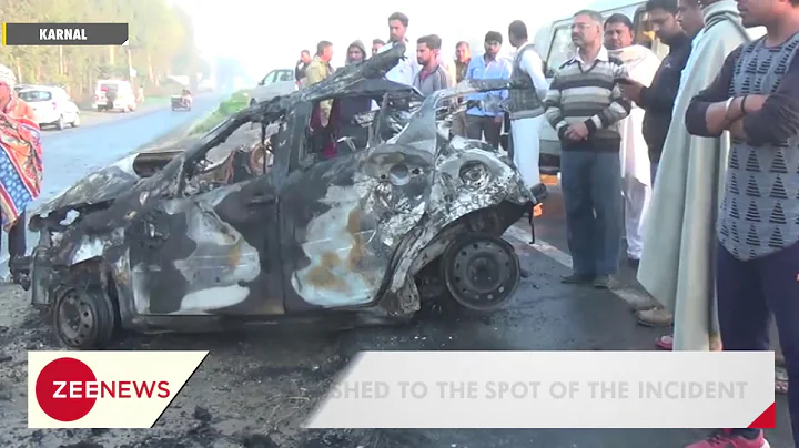 Karnal accident: Four killed as car catches fire after colliding with truck