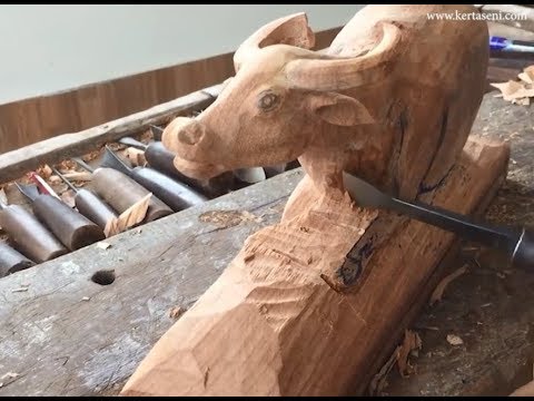 Membuat Patung dengan teknik pahat berbahan kayu 1 - YouTube