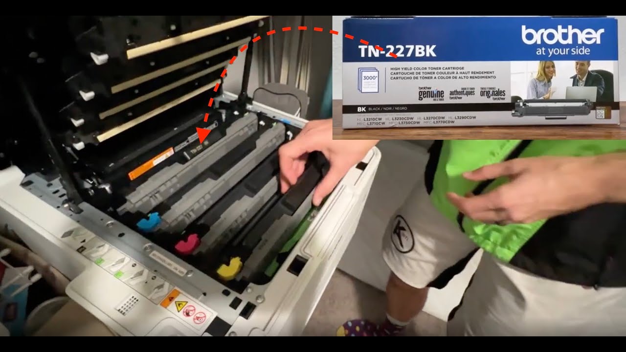How to change toner in HL-L3270CDW Brother Printer - TN227BK High Yield 