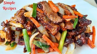 Beef Stir Fry with Onion & Carrots / Quick , Easy ,Tender and juicy