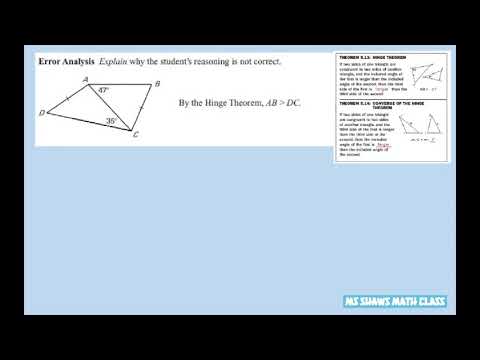 Explain why the student’s reasoning is incorrect. Hinge Theorem