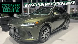 2023-2026 LEXUS RX350 EXECUTIVE in NORI GREEN PEARL with PEPPERCORN INTERIOR in 4K