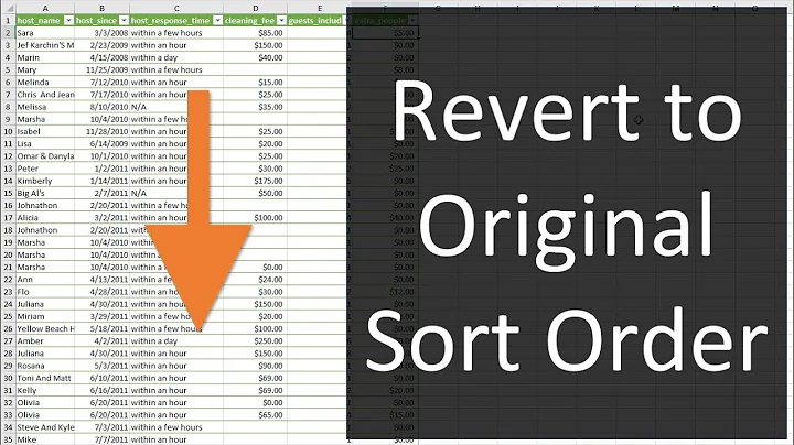 Retain or Revert Back to Original Sort Order in Excel