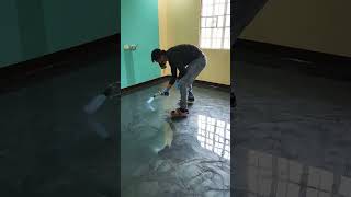 We did this silver metallic epoxy floor #resinking #epoxyresin #epoxyflooring