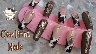 How to make Cow Print Nails! 💅🏼🐮SO CUTE!