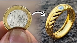 How To Make a Coin Ring with Diamond?Handmade Coin Ring-Adamjewellery