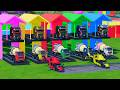 TRANSPORTING BUS, POLICE CARS, DUMP TRUCK, BOX TRUCK, FIRE TRUCK WITH SCANIA TRUCK 46