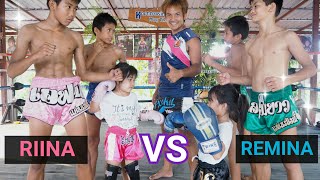 RIINA(Red) VS REMINA(Blue)!ตามคำขอ.เรมินะปะทะรีนะมันทะลุจอ【ムエタイ スパーリング】Muay Thai!