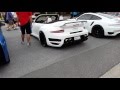 Widebody porsche 911 991 turbo s with rocket launcher exhaust tips