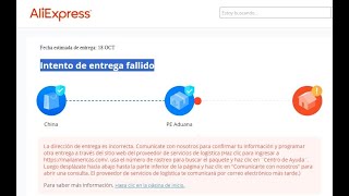 Intento de entrega Fallido  ALIEXPRESS  SOLUCIÓN