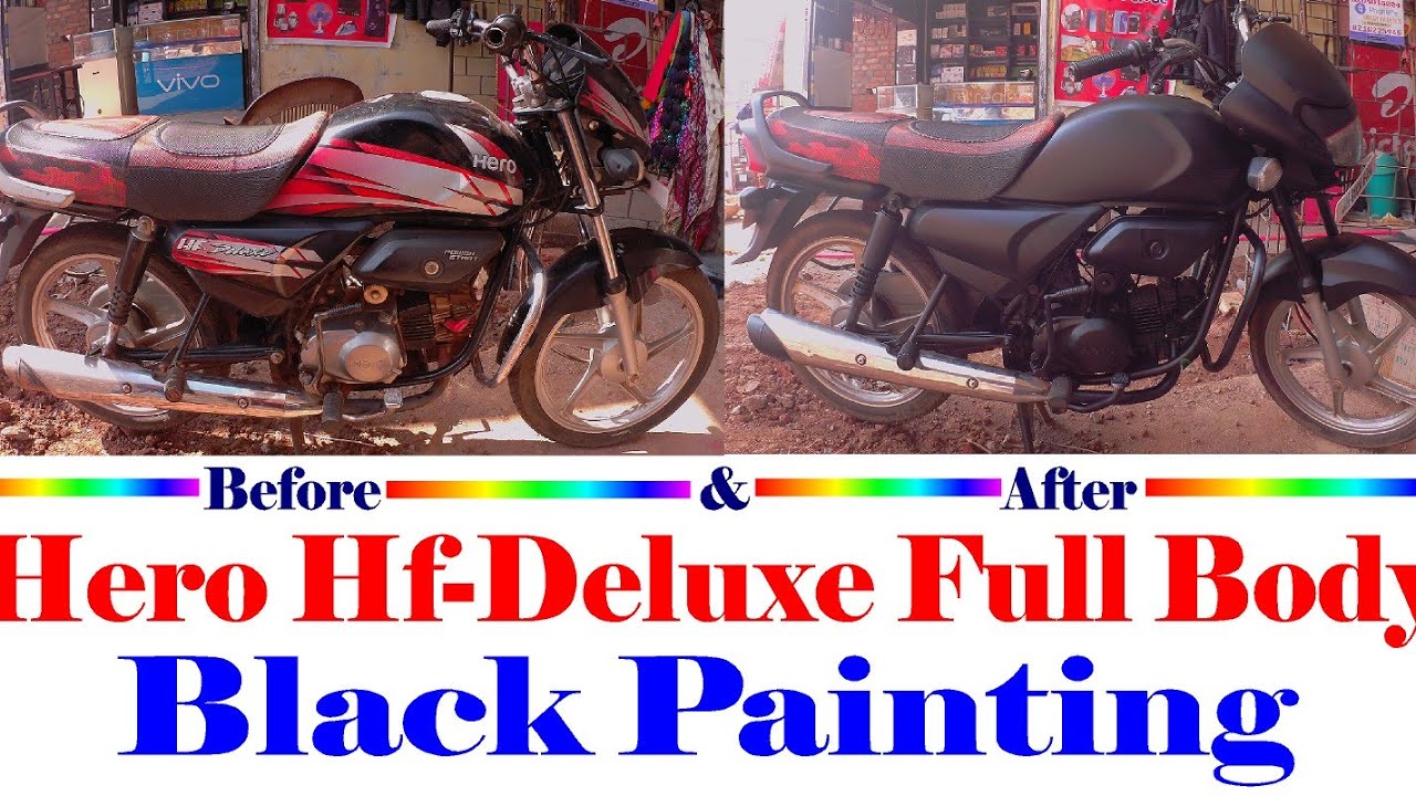 hero hf deluxe bike full body spray painting matt black YouTube