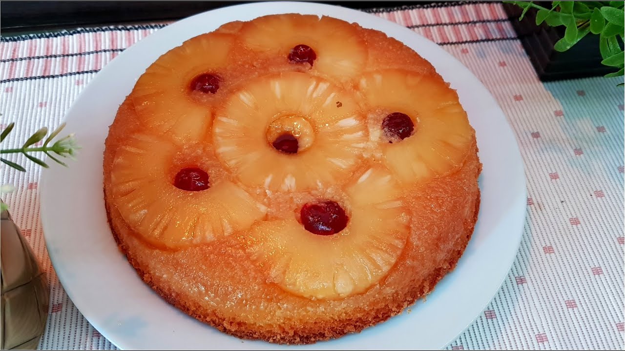 اطيب كيكة اناناس بصوص الكراميل بابسط  طريقة