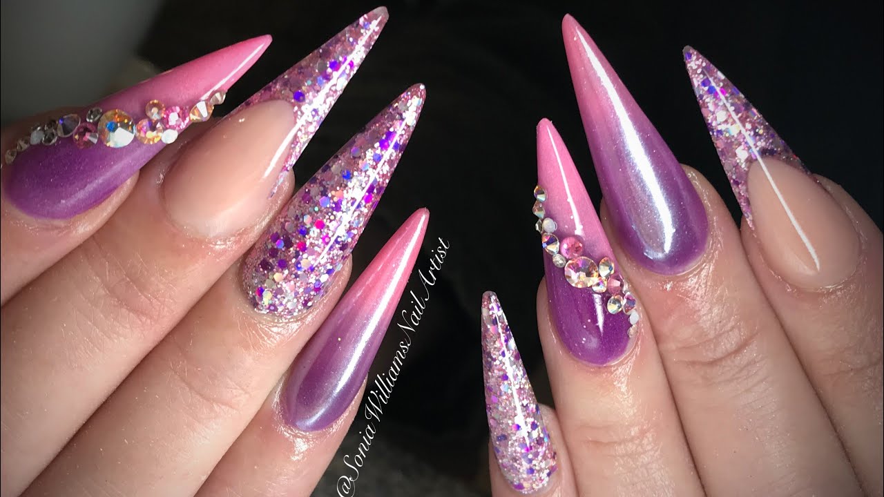 Glam & Glitz Acrylic Design | Acrylic Nails - YouTube