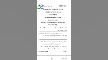 BCS-052: Network Programming and Administration DEC TEE Question paper from previous year #shorts