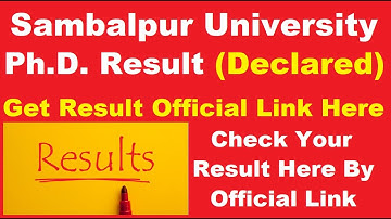 Sambalpur University Ph.D. 2020 Result (Declared) - Know How To Check Sambalpur University Result