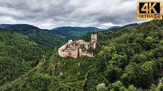 THREE CASTLES OF RIBEAUVILLÉ  (Alsace - France) - Drone footage Ultra HD 4K