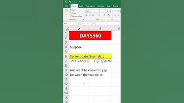 Days360 function in excel #excel #exceltips #exceltutorial