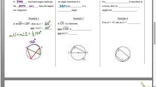geometry 9-5 concept guide: inscribed angles