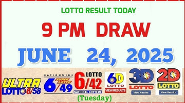 Lotto Result Today 9pm Draw June 24 2025 Pcso