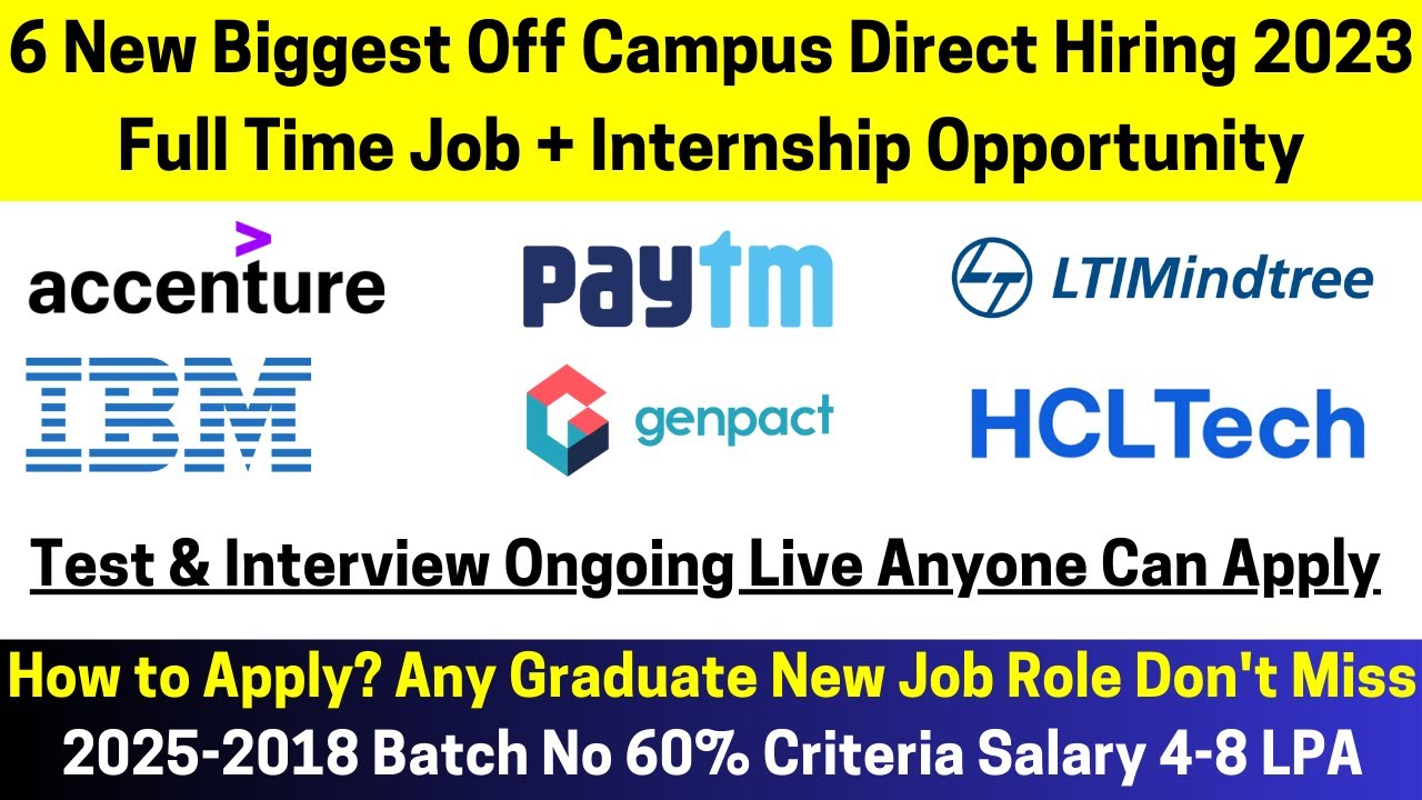 6 New Biggest Off Campus Direct Hiring 2023 | Test & Interview Ongoing ...
