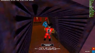 Gokus first flag capture in Years on Bleteys Blues Quake 2 CTF RailwarZ