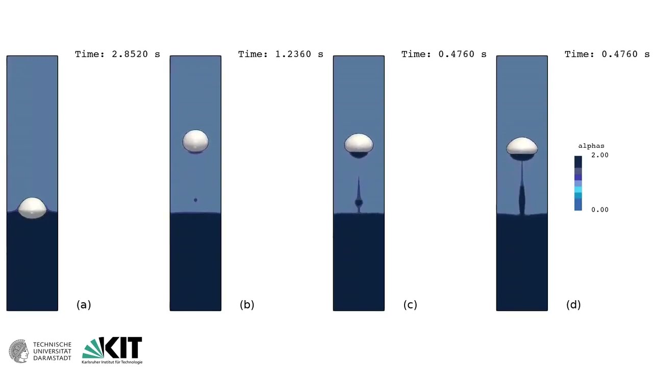 Simulation of a rising bubble in two stratified layers of liquids