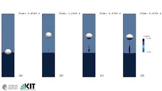 Simulation of a rising bubble in two stratified layers of liquids