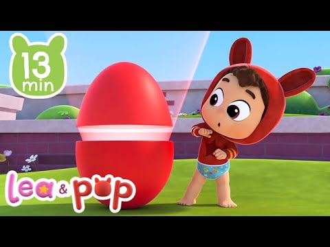 Aprenda cores e animais com os ovos surpresa do Pop - Vídeos educativos de Lea e Pop