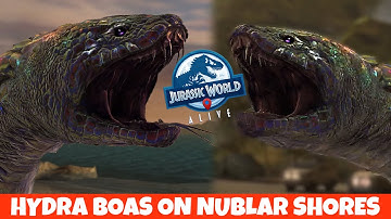 Hydra Boas battle in Nublar Shores Arena (Jurassic World Alive 2.12)
