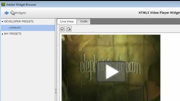 Building an html 5 Video Player  using a Dreamweaver Exchange widget in Dreamveaver CS 5.