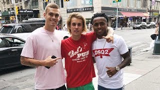 Justin bieber with fans in Manhattan, New York today. Justin bieber with fans in Manhattan, New York today.