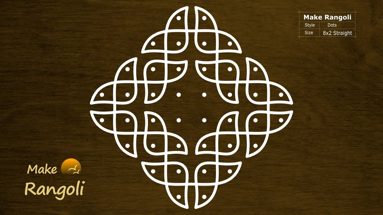 Sikku Kolam 8x2 dots | Kambi Kolam | Melika Muggu | Daily Kolam rangoli Design | Make Rangoli